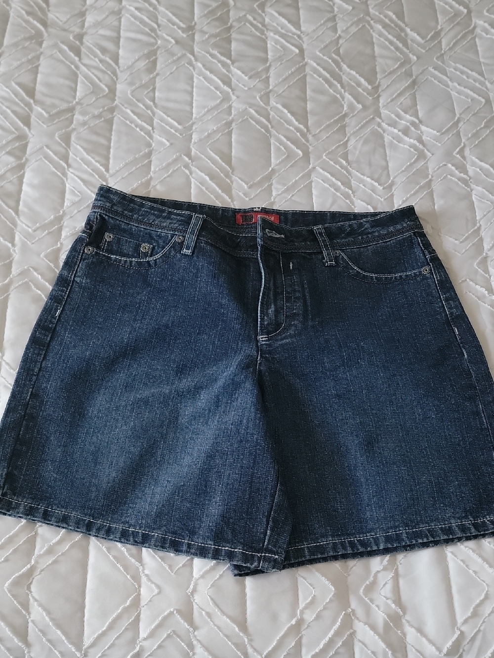 Faded Glory Dark Blue Denim Shorts with Red Label